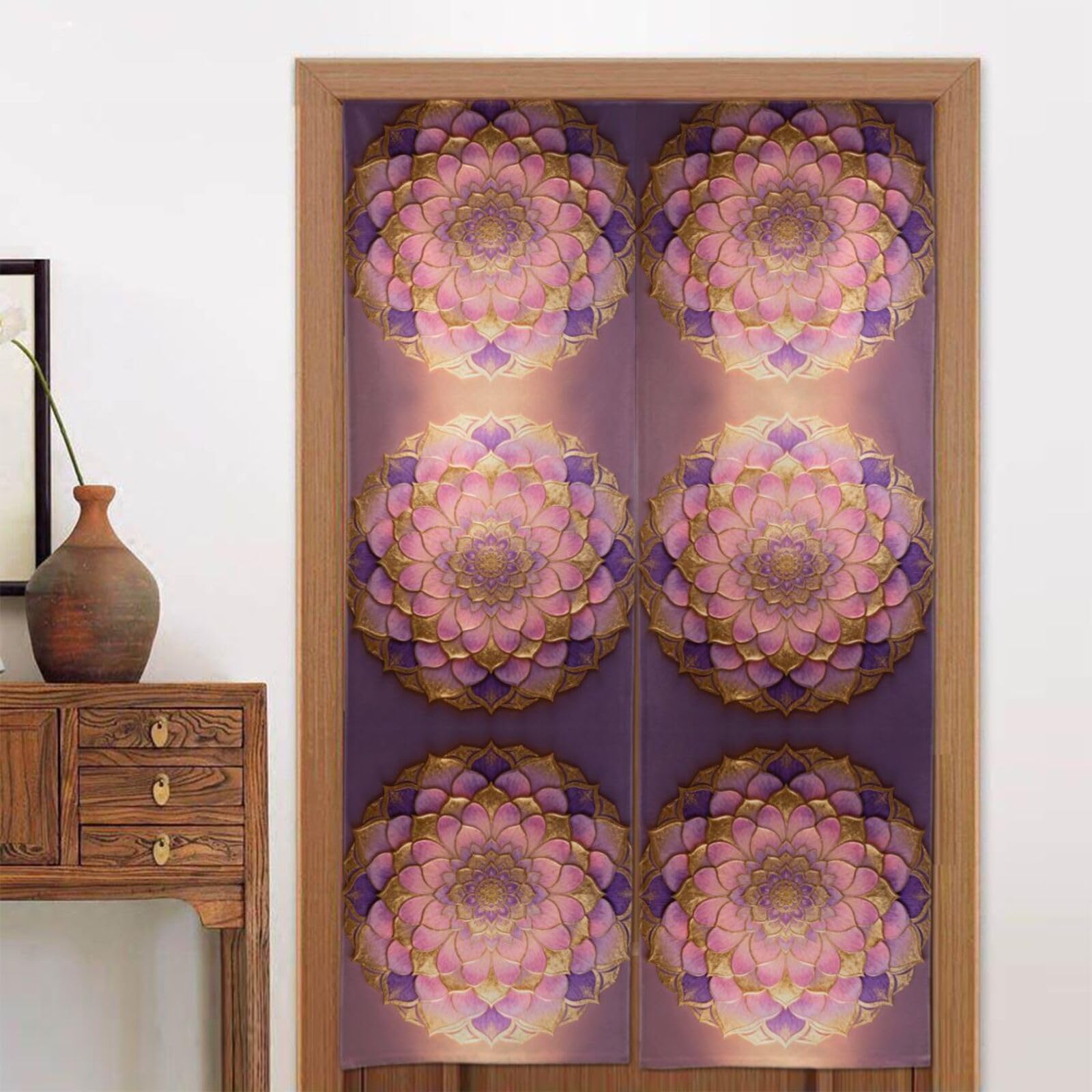 CNTDBU Mandala Flower Circle Door Curtain 34x56 Inch-Room Divider Panel for Privacy, Entryway Screen for Kitchen Bedroom