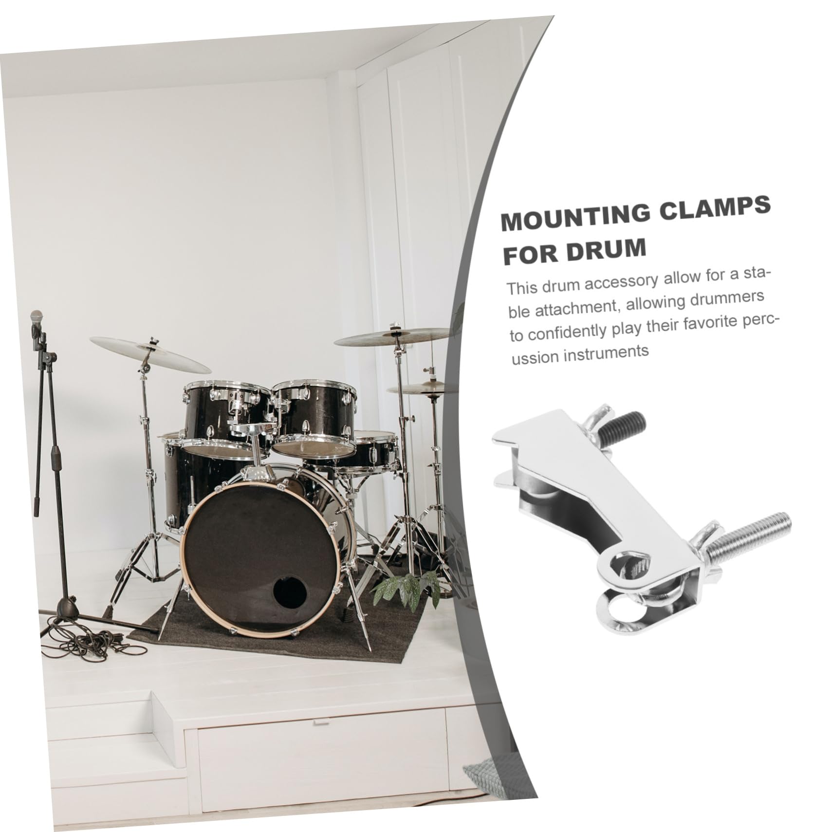 Levemolo Drum Music Instrument Part Sturdy Metal Cowbell Bracket Clamp for Fixing