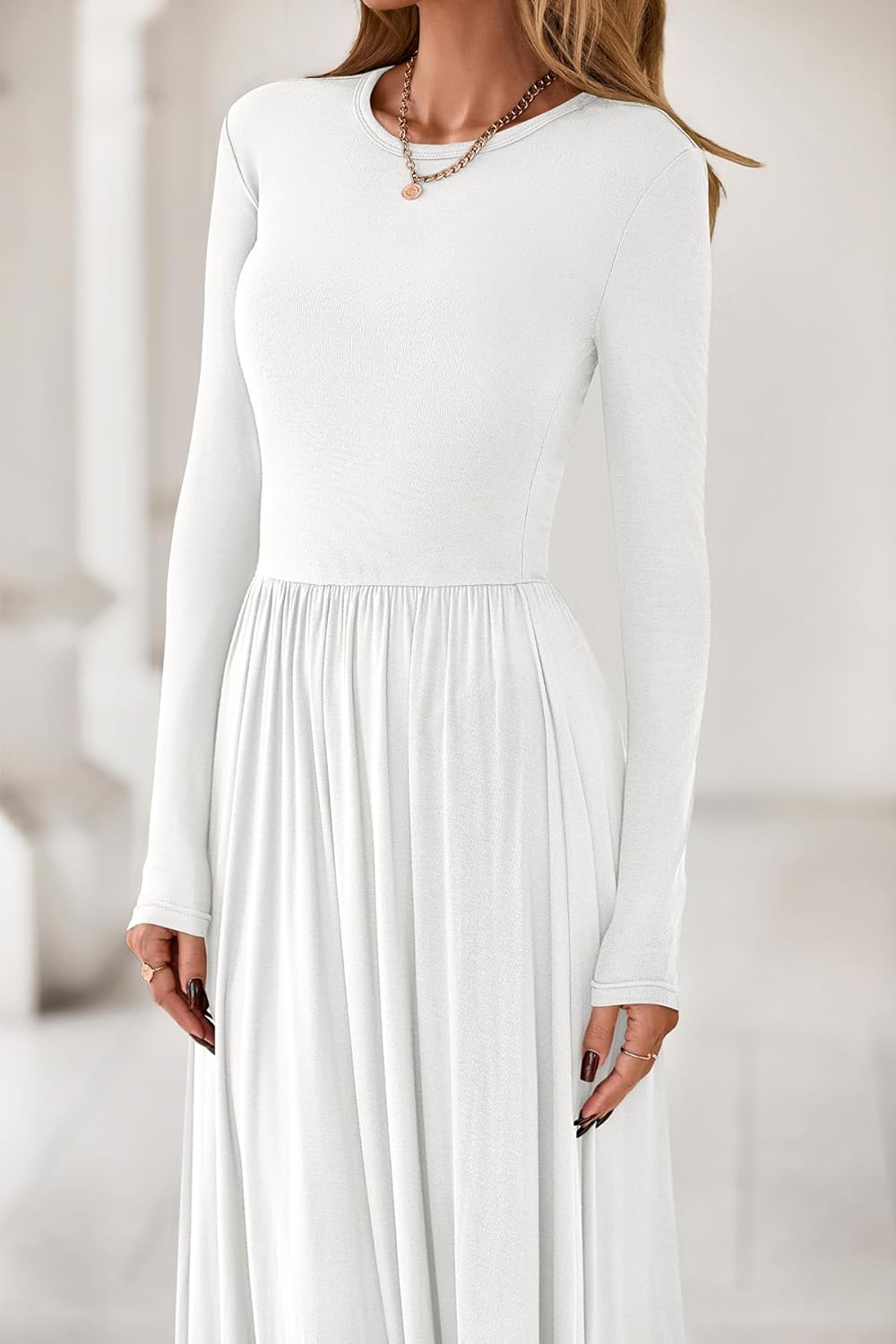 CFLONGE Fall Maxi Dress for Women 2025 Long Sleeve Knit Ribbed Cocktail Dresses Casual High Waisted Long Wedding Guest Dress - Image 5