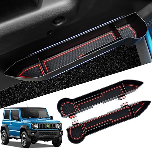 Autorder Caja de almacenamiento lateral para Suzuki Jimny 2019-2025 JB64 JB74, accesorios para reposabrazos y teléfono, organizador de puerta,