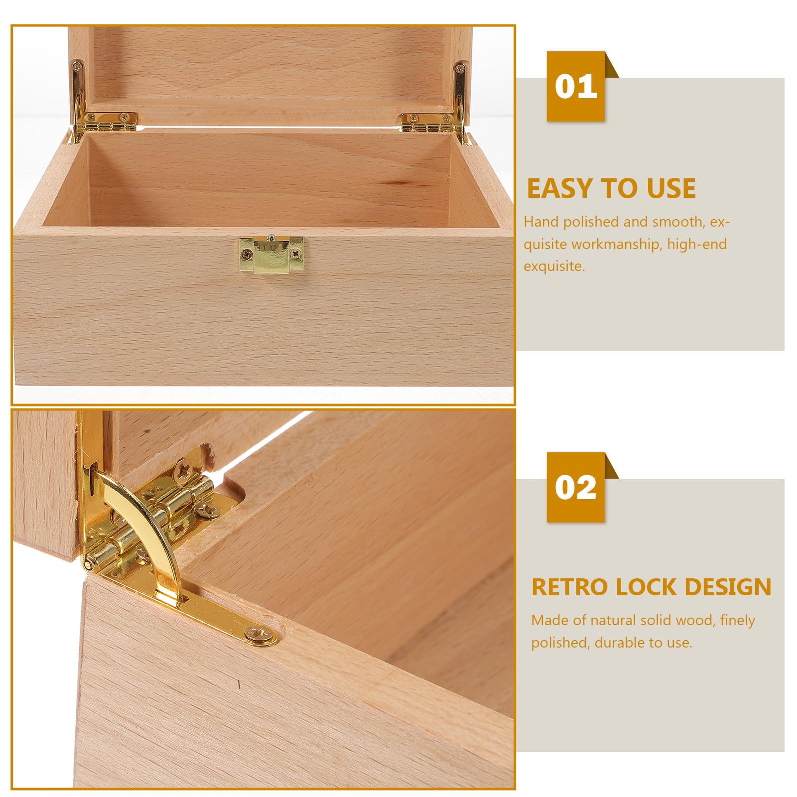 Ciieeo Praktische Holzbox für Schmuck mit Retro Schlossdesign und Glatter Verarbeitung Geeignet als Geschenkbox und Aufbewahrung für Zuhause