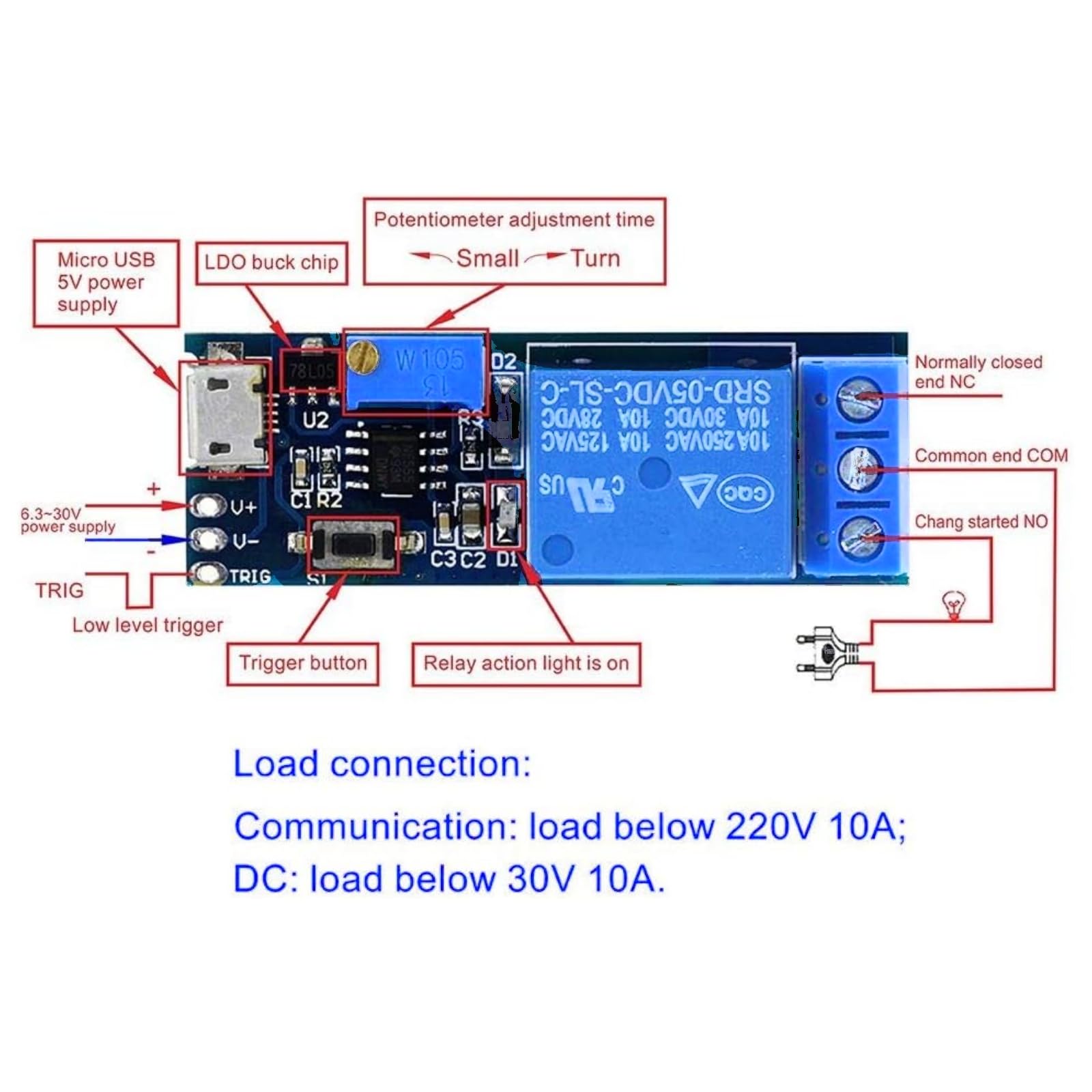 DC 5V 12V 24V 10A Modulo Relè Di Ritardo Regolabile 32 Modalità - Foto 10