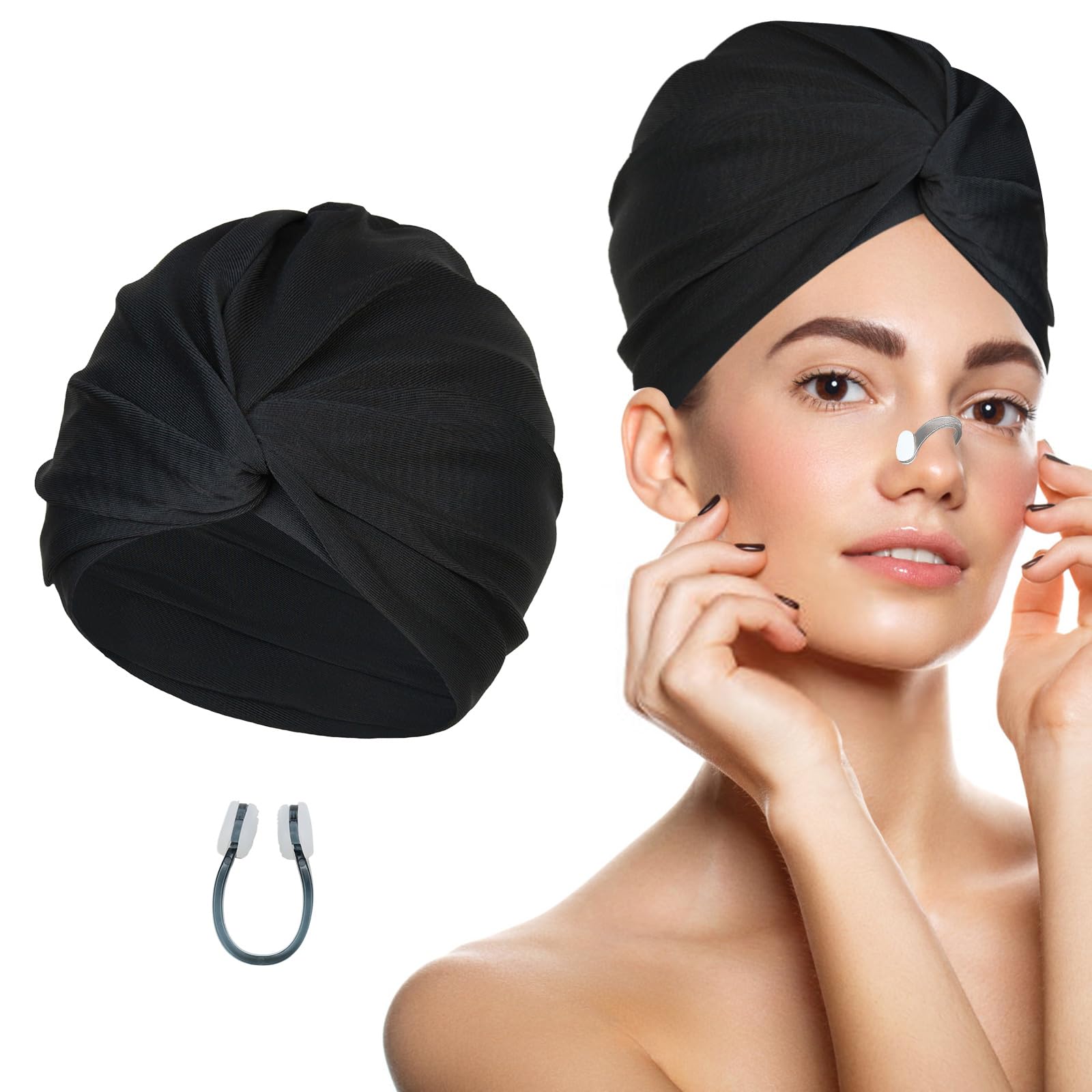 Cuffia Da Bagno Donna In Nylon Nero – Morbida E Elasticizzata Per Capelli Lunghi, Ricci O Trecce – Ideale Per Piscina E Doccia - 5