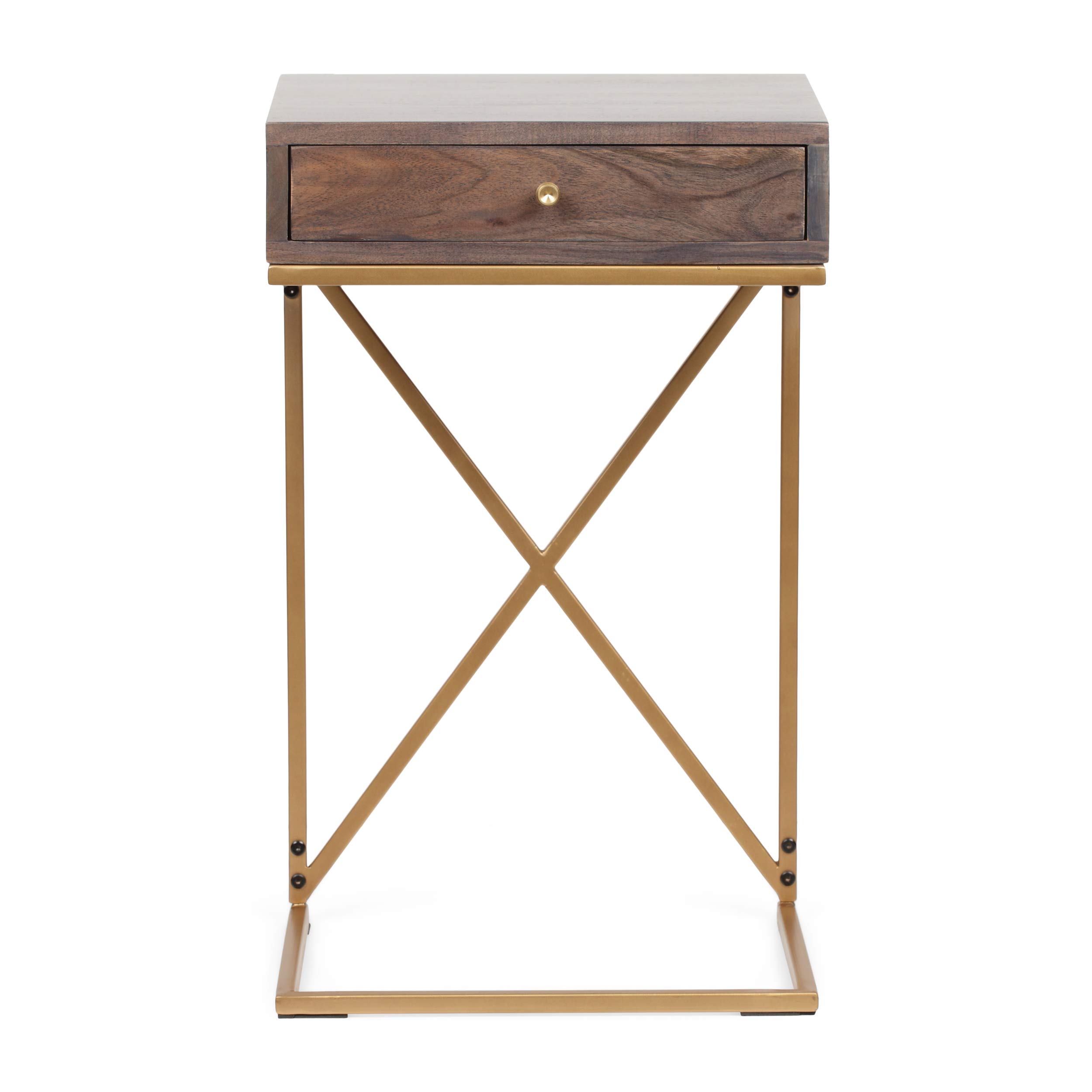 Christopher Knight Home Bucyrus END Table, Dark Brown + Gold