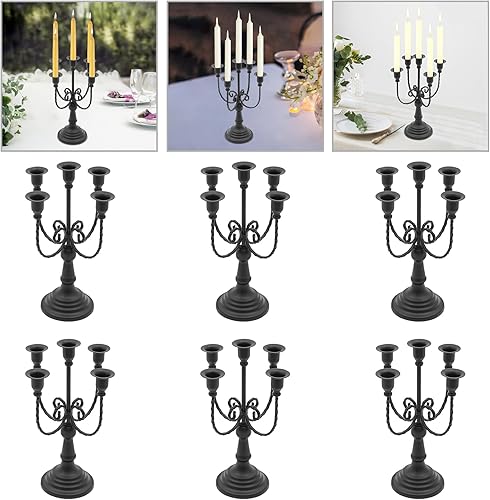 Miniatura 7 de 6 candelabros portavelas de 5 brazos, candelabros retro para mesas, candelabros de metal para bodas, fiestas de Navidad, decoración de eventos en el
