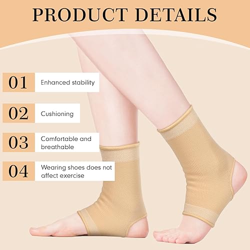 Miniatura 4 de 6 tobilleras de compresión transpirables para hombres y mujeres, calcetines de compresión de tobillo para hinchazón, fascitis plantar, esguince (L)