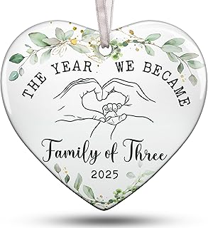 Baby First Christmas Ornament 2025 for New Parents, Celebrate Baby's First Christmas with This Unique 2025 Ornament, Ideal for New Mom and Dad, First Time As A Family of Three