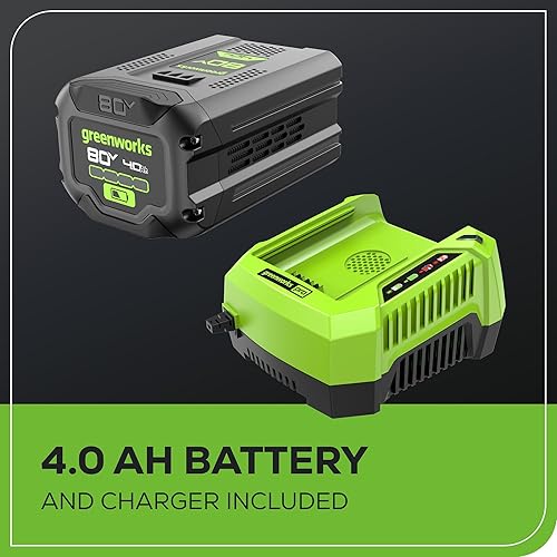 Miniatura 10 de Greenworks Cortacésped eléctrico inalámbrico sin escobillas de 80 V 21 pulgadas (autopropulsado) + soplador de hojas axial (580 CFM) (más de 75