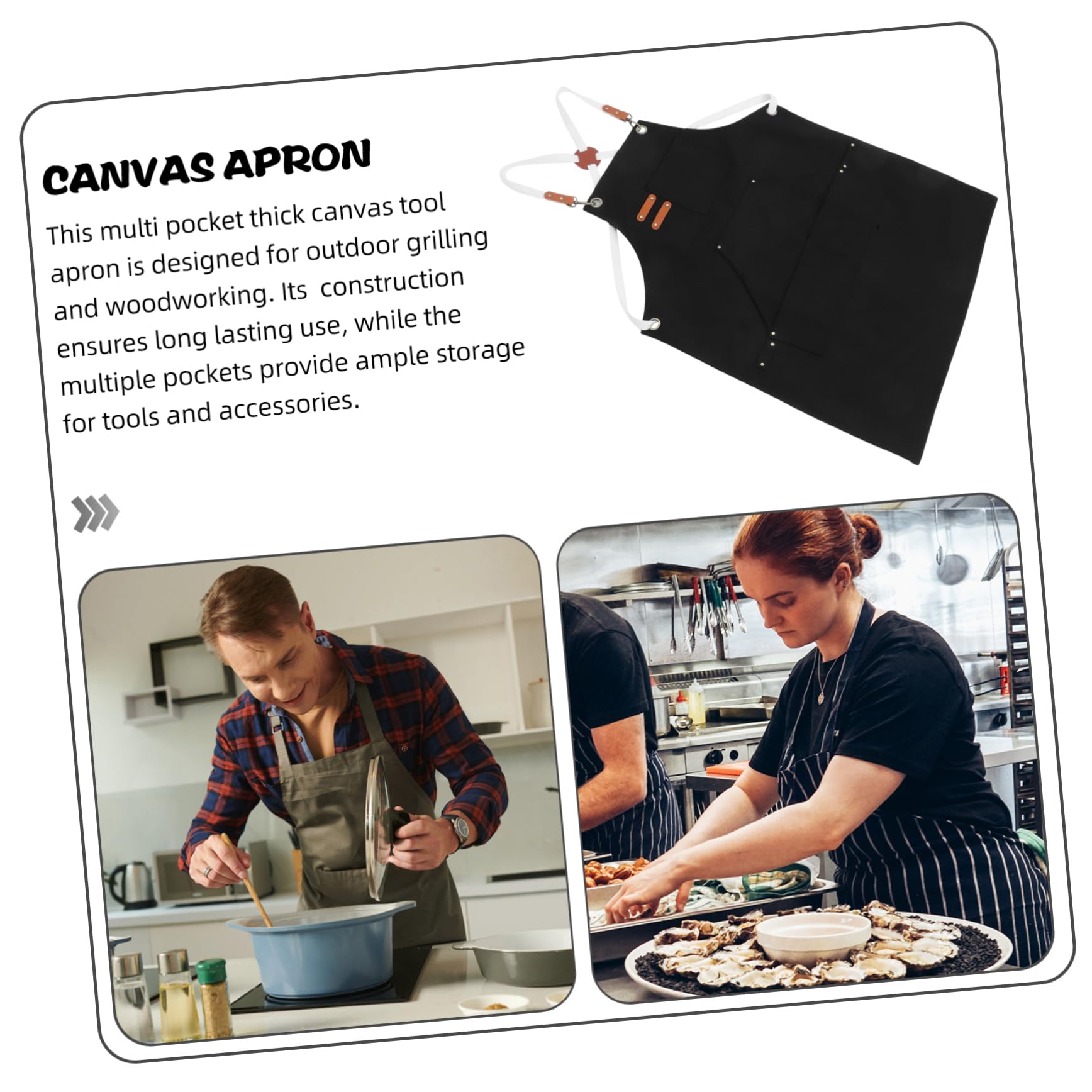 Delantal de Trabajo de Lona Multifuncional con Múltiples para Hombres y Resistente para Barbacoa Carpintería y Actividades