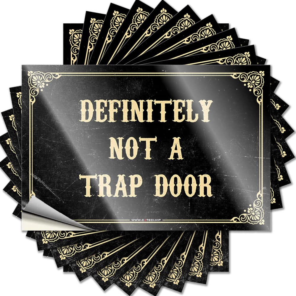 Sign Magnetic Arch Wall Self-Adhesive & Cute Girly Laminated - Definitely Not A Trap Door for Bedroom Decor | Peel and Stick(8X12CM-5Pcs)