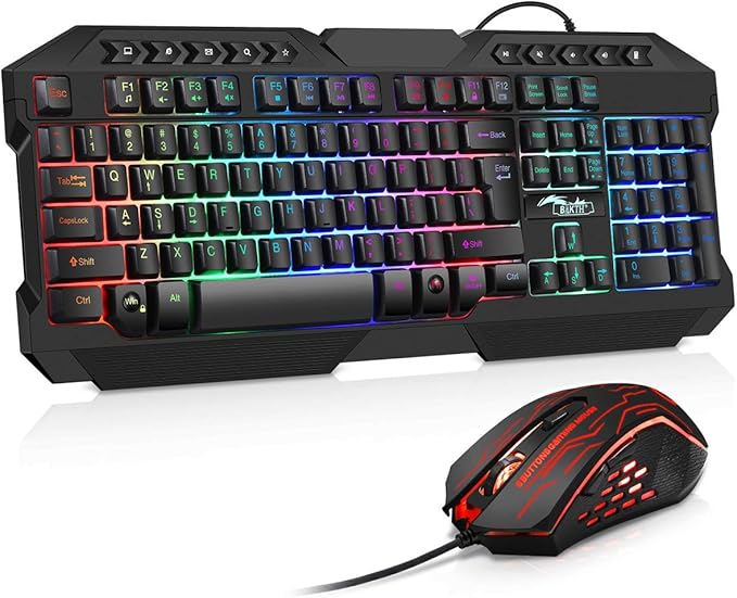 BAKTH Gaming Keyboard and Mouse Set, LED Backlight QWERTZ DE Layout