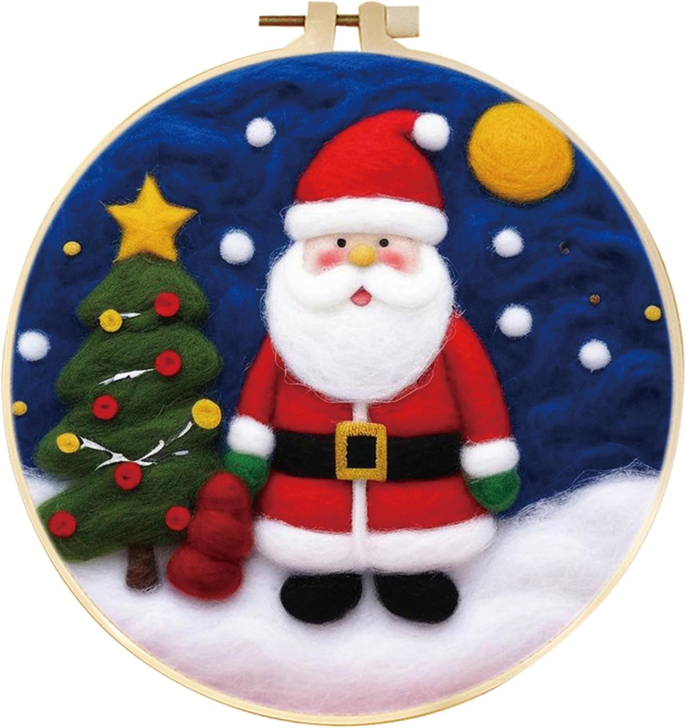 yesJRL Chritmas Needle Felting Kit, Felt Painting Kits for Beginners, Felt Painting Set Gift for Home Decoration, Starter Needle Felting with Pad, Needles, Wool, Decorative Frame (Holiday decor-03)