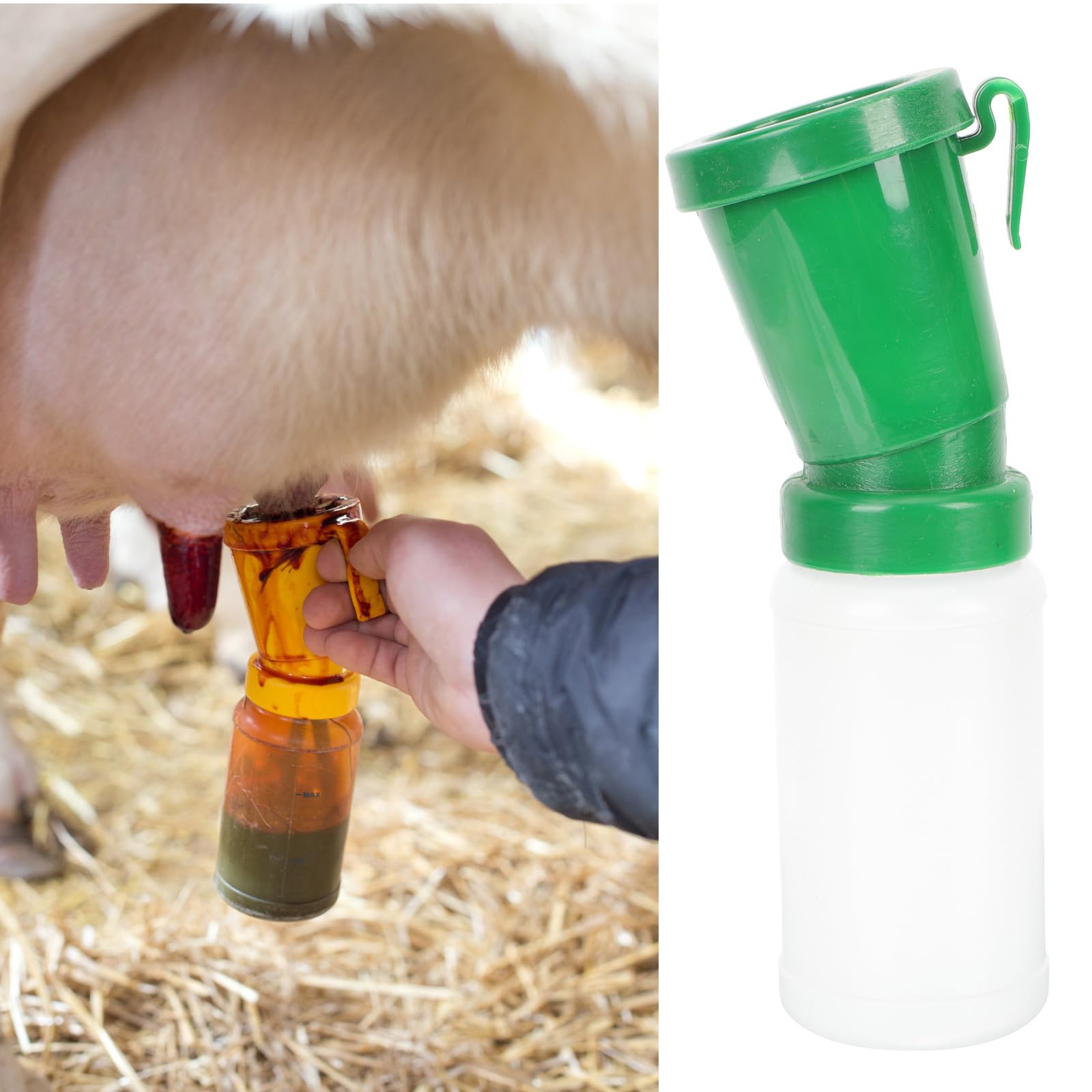 Tasses de Bain Médicamenteuses sans Refusion pour Vaches en Plastique Léger et Facile à Transporter Double Chambre pour Élevage