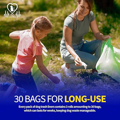 Miniatura 9 de Pet Fit For Life Bolsas de basura grandes, 3 rollos de plástico para cestas de basura para perros con 10 bolsas de basura pequeñas en cada rollo, 30