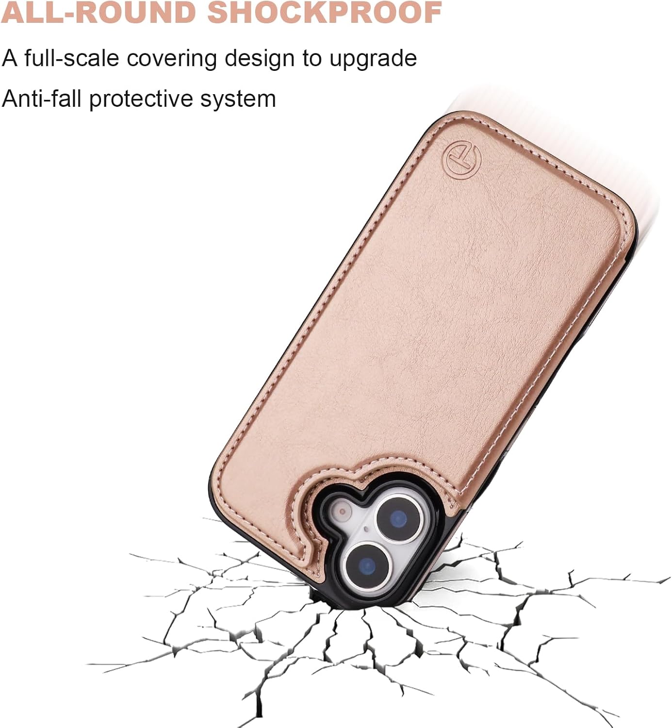 ONETOP Compatible with Magsafe for iPhone 17 Wallet Case with Card Holder, PU Leather Kickstand RFID Blocking Case, Double Magnetic Clasp and Durable Shockproof Cover 6.3 Inch (Rose Gold)