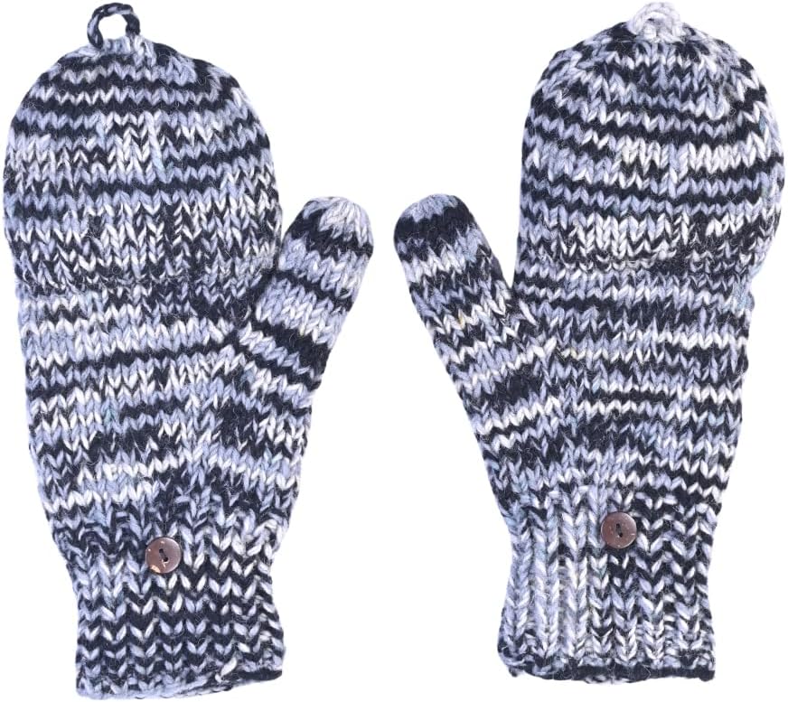 THE COLLECTION ROYAL Fingerless Fleece Lined Hand Knitted Cozy Woolen Fingerless Convertible Mitten Gloves Glittens Unisex - Image 8