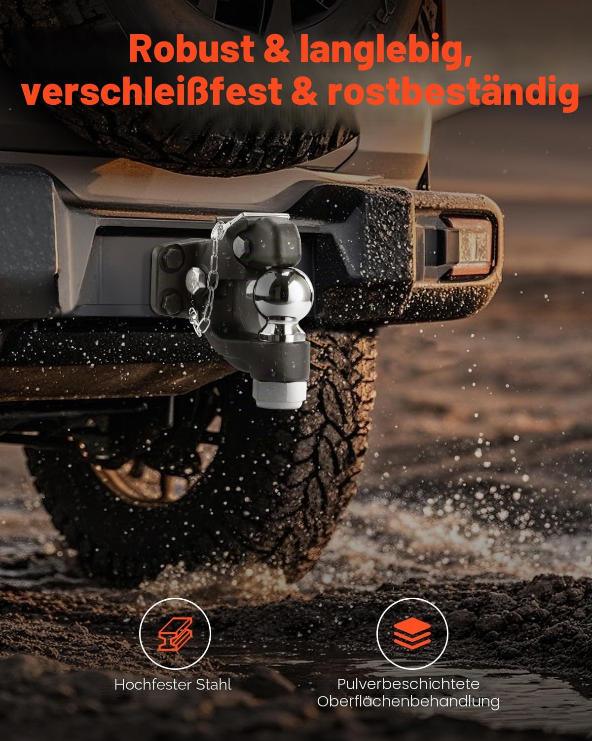VEVOR Anhängerkupplung, 9070 kg, Anhängerkupplungs-Empfängerhaken-Kombination 2-5/16-Zoll-Kugelkopf, passend für 6,35-7,62cm große Lünettenringe mit Montagesatz, Schwarze Pulverbeschichtung