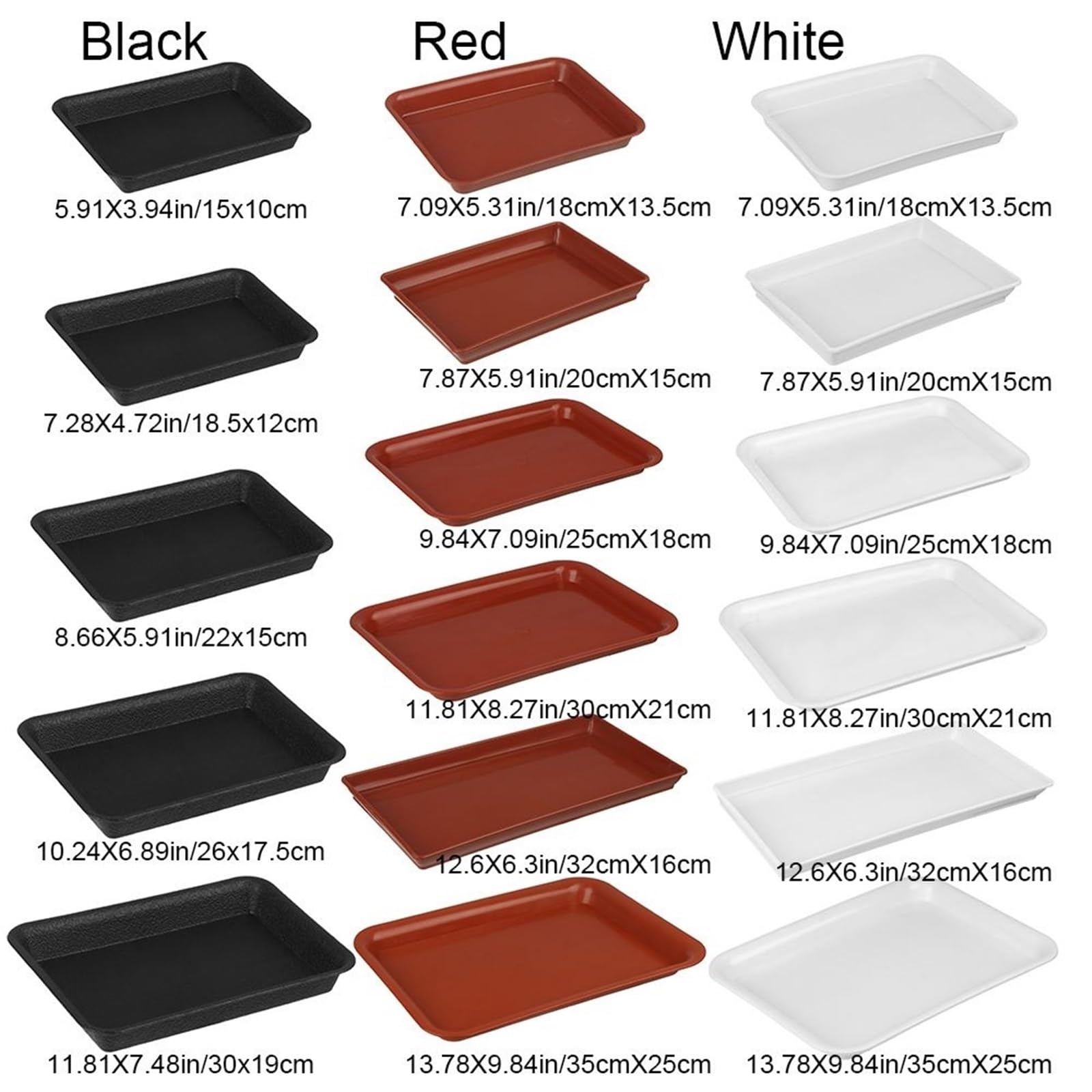 Plastikowe podstawki do doniczek 10 szt. Plastikowa taca na doniczki Czerwony Biały Wiele rozmiarów(White,21x30cm)