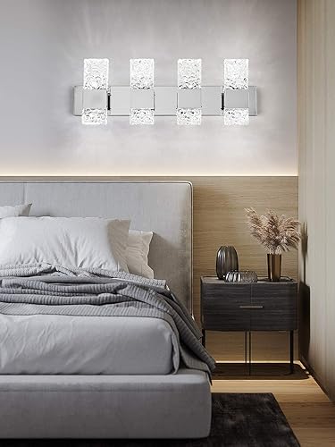 Miniatura 7 de Modernas lámparas LED de tocador de baño de acero inoxidable cromado, 4 apliques de pared para iluminación de baño, fuxture sobre espejo de 28