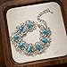 ChungLong0593 Bohemian Natural Turquoise Vintage Metal Bracelet Geometric Aesthetics Jewelry Women's Fashion Western Ethnic Accessories Gift - Navy Blue