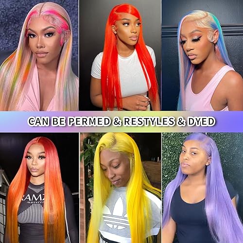 Miniatura 6 de ZWJSH Pelucas de cabello humano virgen brasileño virgen brasileño de 24 pulgadas con encaje frontal transparente de 13 x 4 pulgadas para mujer,