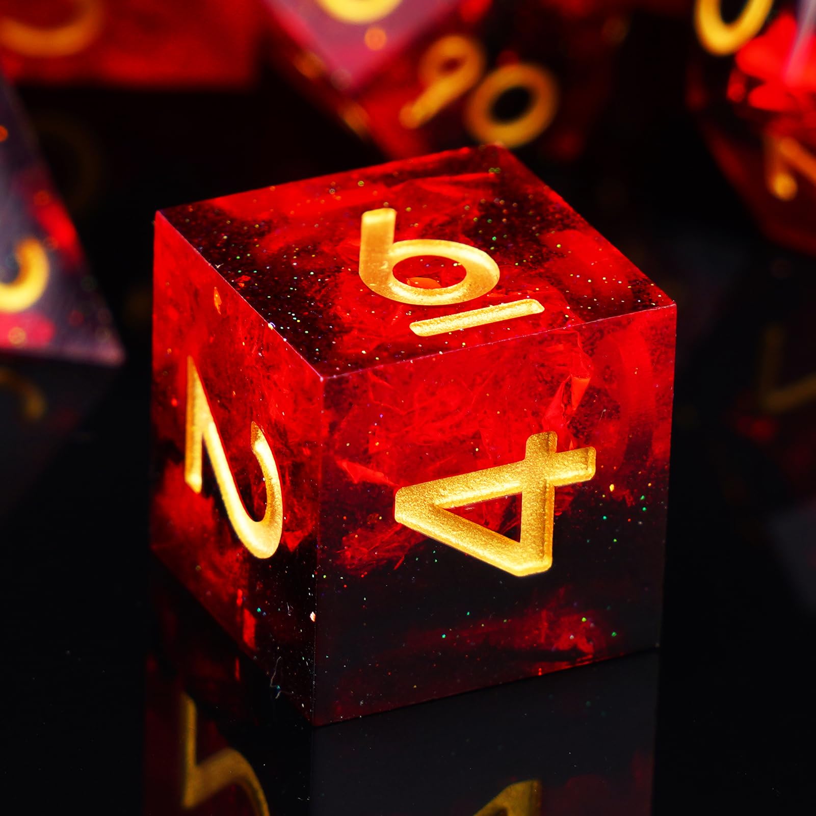 ORUZA 7 PCS Polyhedral DND Dice Resin Sharp Edge Die D&D Dice Set for Dungeons and Dragons RPG MTG Table Games (Red) - Image 2