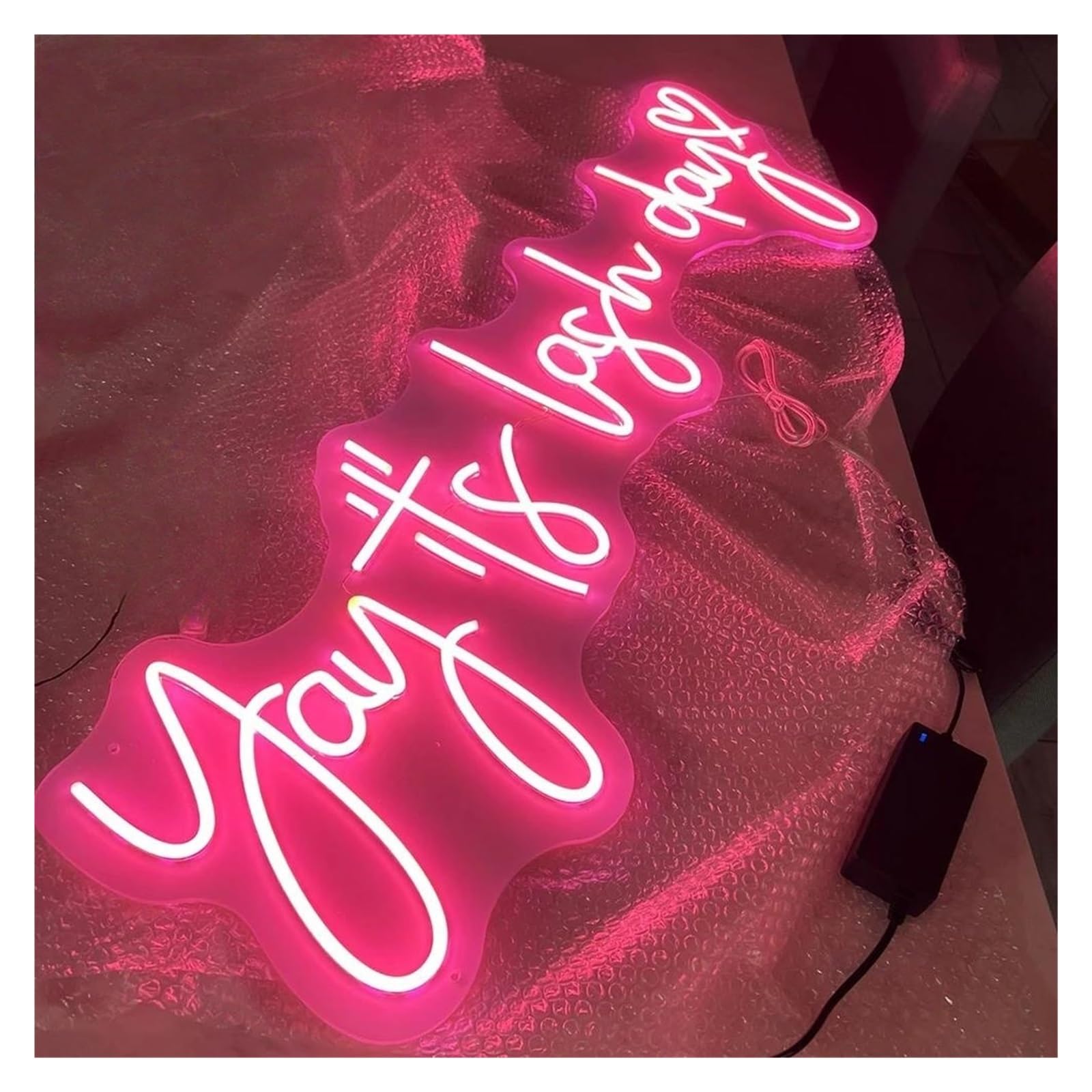 SHOUXI Sign Lamp Yay It's Lash Day Neon Lights Personalized Neon Sign for Lash Room Beauty Salon Wall Art Light Decor(A,90X27CM)