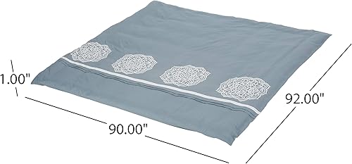 Miniatura 8 de Christopher Knight Home Liliana - Edredón de tela tamaño Queen, color verde azulado