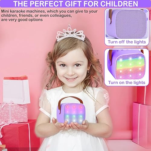 Miniatura 7 de Mini máquina de karaoke para niños y adultos, juguetes para niños y niñas, regalos para niñas y niños, altavoz Bluetooth con 1 micrófono inalámbrico