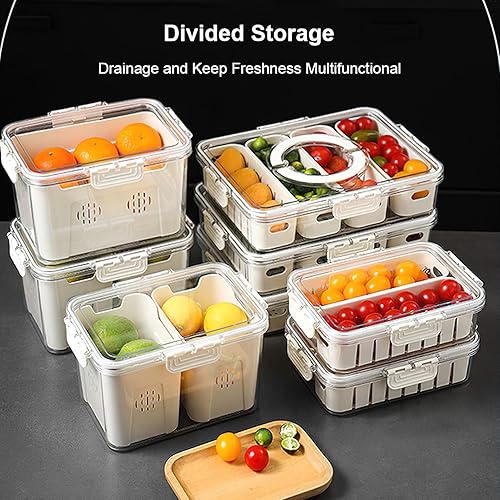 Miniatura 5 de Contenedores organizadores para refrigerador, contenedores de almacenamiento de alimentos con tapas, contenedores de almacenamiento de frutas