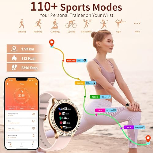 Miniatura 7 de GADIXY Relojes inteligentes para mujer (respuesta/hacer llamadas), más de 120 relojes inteligentes deportivos para Android iOS, pantalla HD de 1.32