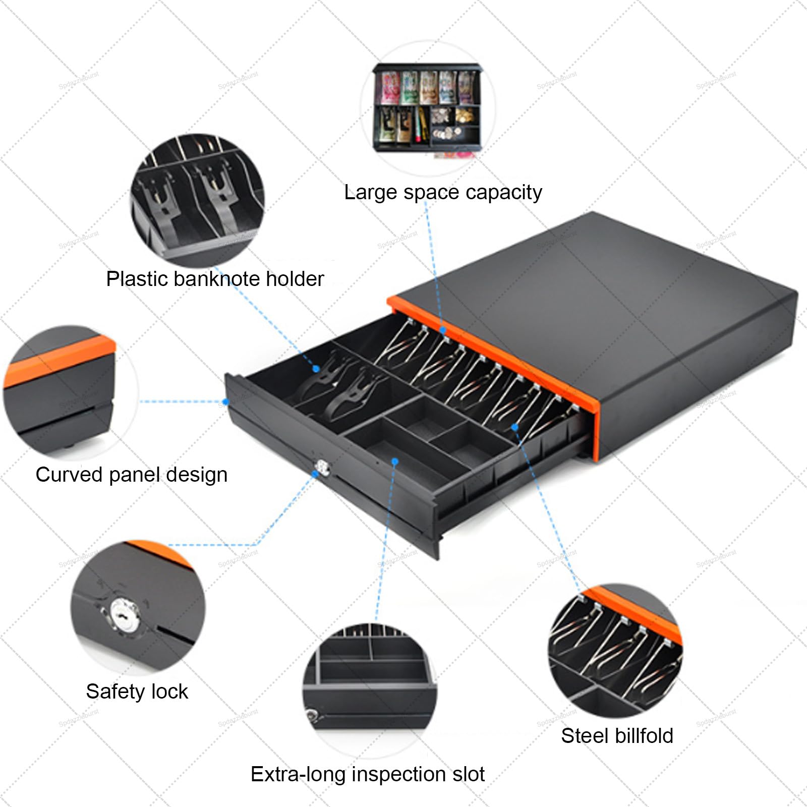 Sistema POS per ristoranti, registratore di cassa intelligente all-in-one con doppio schermo da 15,6 pollici, stampante di ricevute integrata, terminale di pagamento per negozi al dettaglio Black