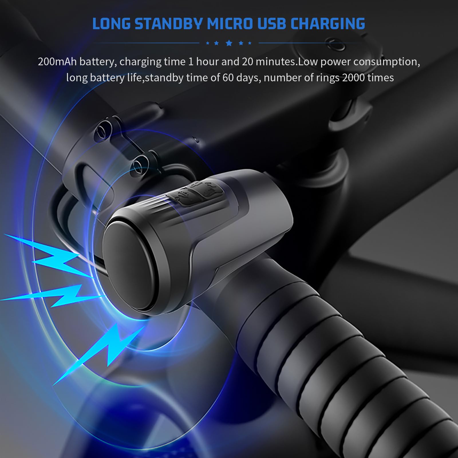 Mini Campanello Elettrico 3 Suoni Campanello Per Bici Elettrico ROCKBROS - Impermeabile, 3 Modalità, Suono Fino A 75 DB Campanello Mini Potente