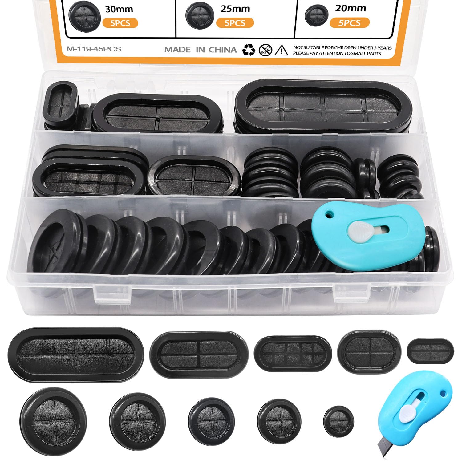 33Pcs Rubber Grommets Kit - Protect Cables & Wires -7 33Pcs Rubber Grommets Kit - Protect Cables & Wires -7