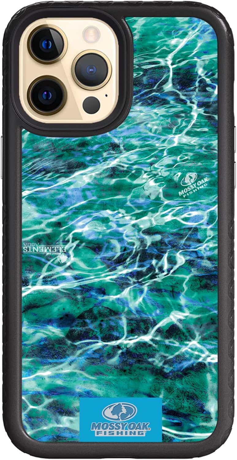 cellhelmet Mossy Oak | Agua Seafoam | Dual-Layer Case in Onyx Black Designed for iPhone 12 Pro Max Shock & Drop Proof - Durable | As Seen on Shark Tank