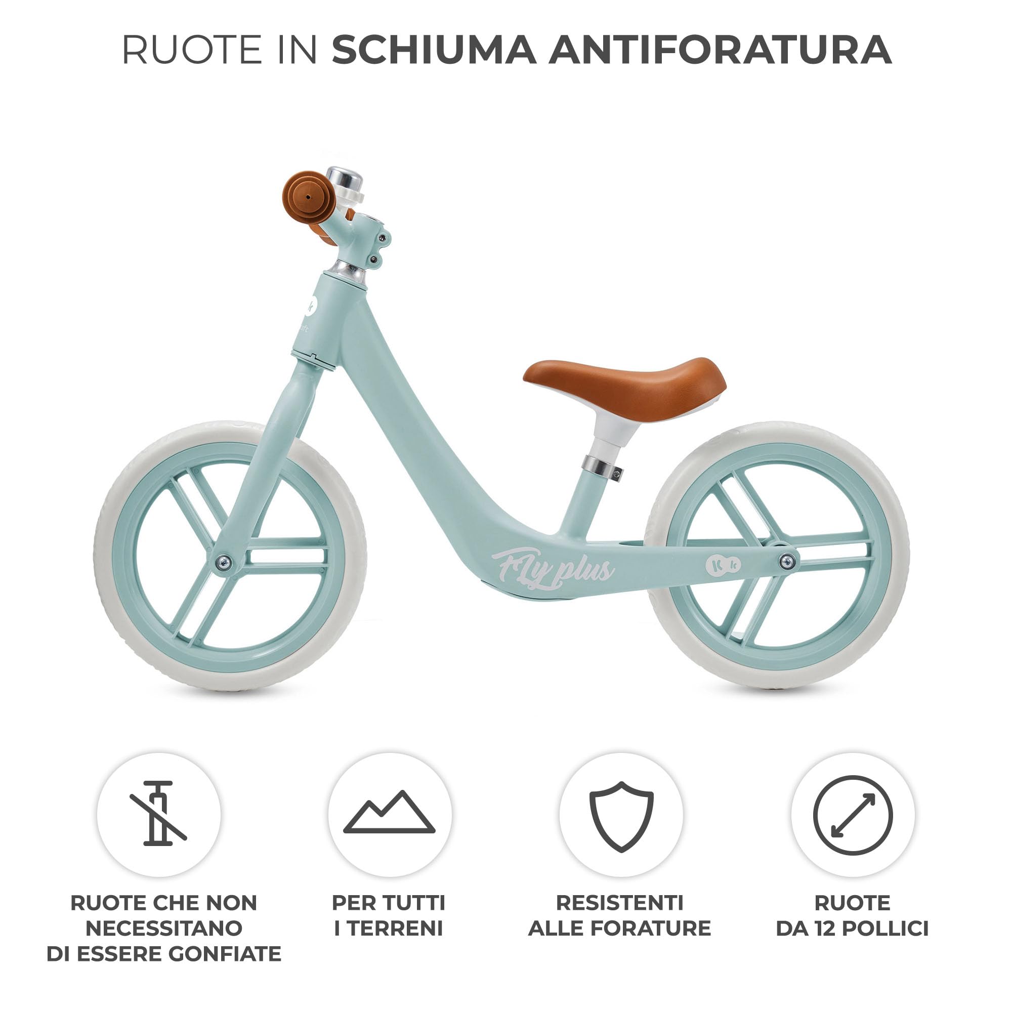 Kinderkraft FLY PLUS 2 Bicicletta bambini, Leggero Bici Senza Pedali, Stile Retro, Magnesium, Design retro, fino 2 Anni, Struttura leggera, 2.8kg, Sellino regolabile, Blu