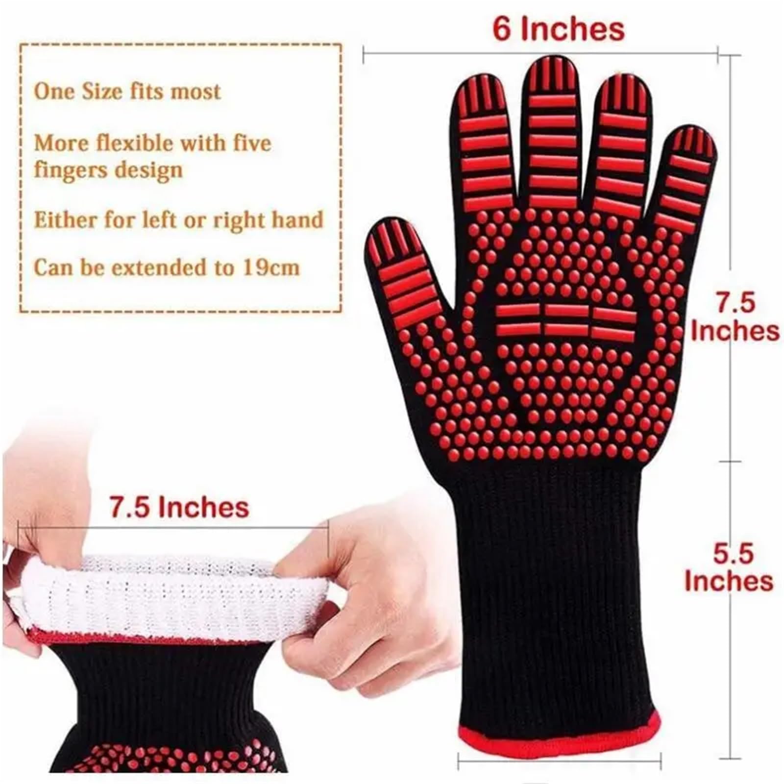 1 Paire de Gants BBQ ignifuges résistants à la Chaleur, Four en Silicone antidérapants, Cuisine, Cuisson au Barbecue pour Barbecue(Blue)