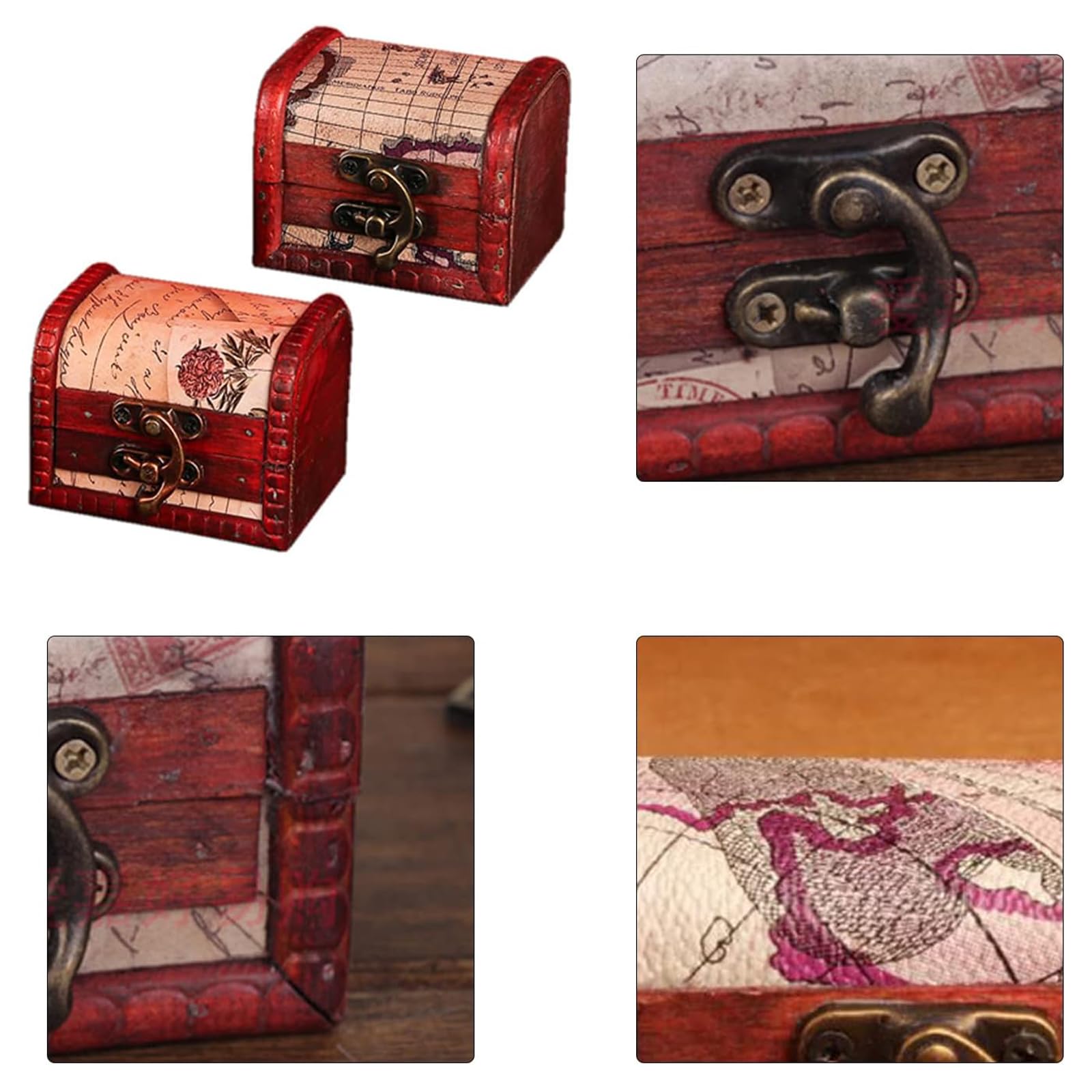 Adri - Cofre de madera pequeño para guardar joyas, joyeros de madera rusticos, mini Cofre Vintage para Joyas, ideales para regalitos y detalles. (COFRE SIN ASA, 9,3 X 6,5 X 6,4 CM)