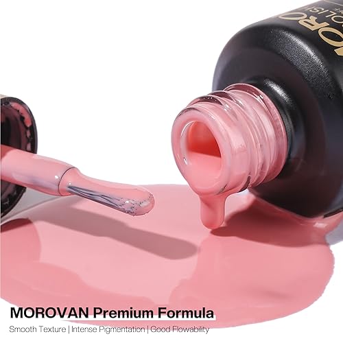 Miniatura 4 de Morovan Kit de esmalte de uñas de gel juego de 12 colores de esmalte de uñas de gel con luz U VLED, colección clásica, esmalte de gel rosa nude,