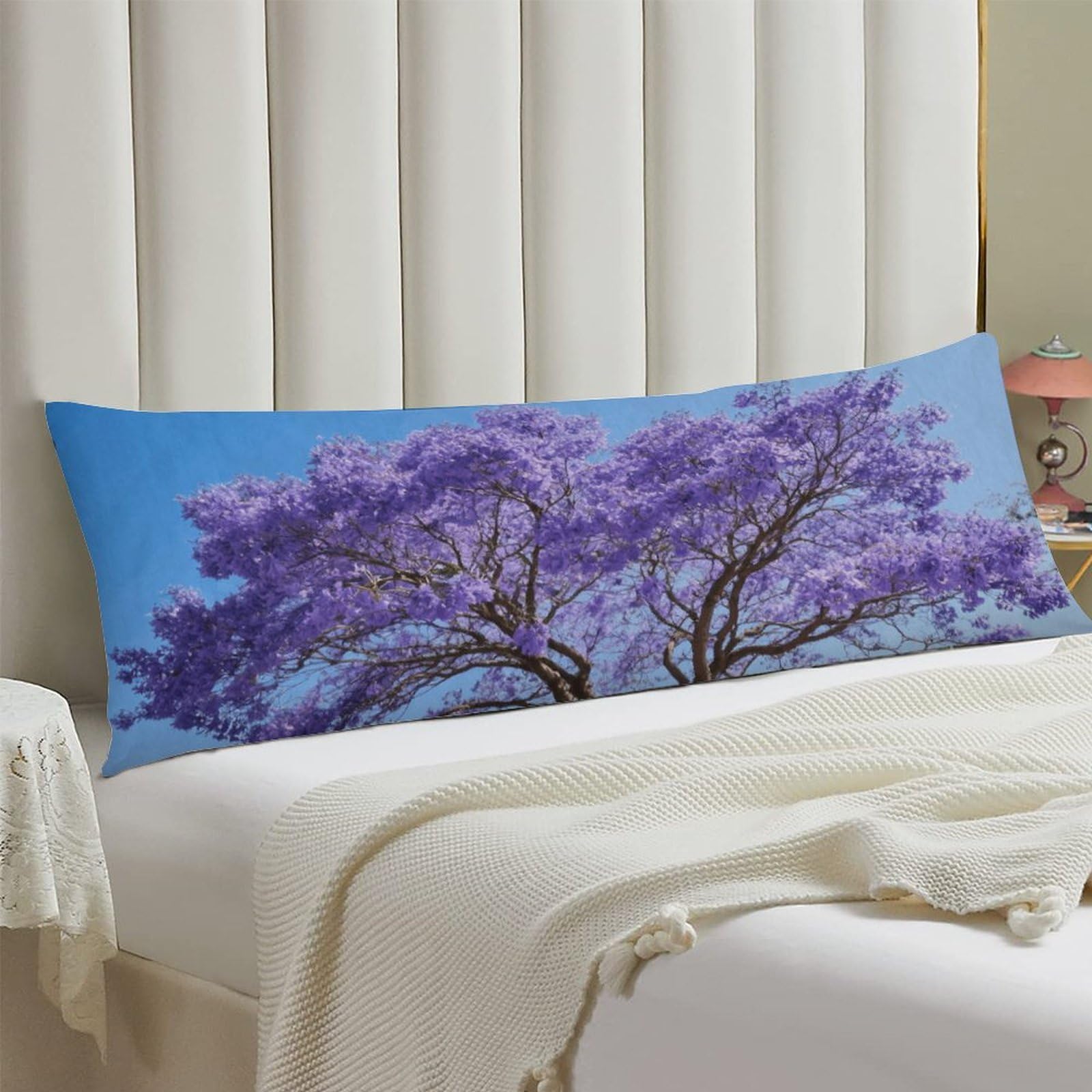 Body Pillow Cover 20x54 Long Pillow Case with Invisible Zipper Breathable Microfiber Jacaranda Pillowcase Soft Cozy Protector for Bedroom Couch Sofa Bed Home Decor All Seasons