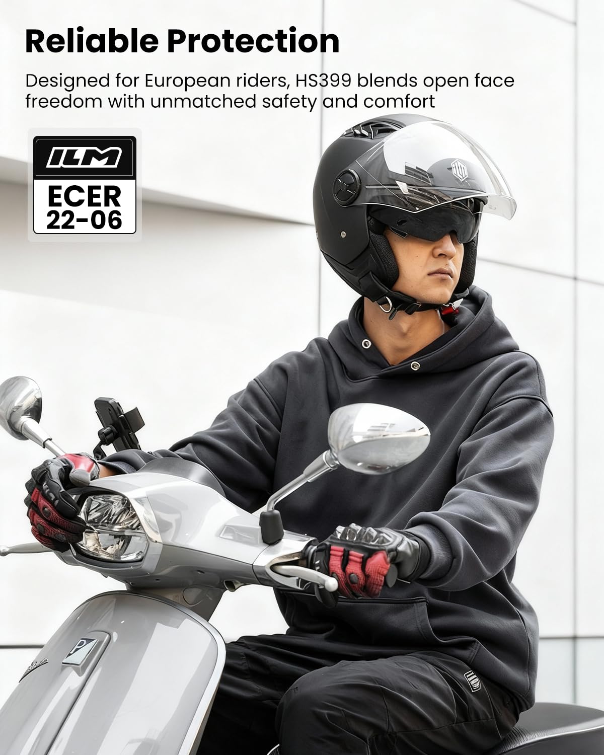 ILM Casco Moto Abierto 3/4 con Doble Visera Hombre Mujer Jet Vintage Retro para Adultos ECE22.06 Homologado Modelo HS399