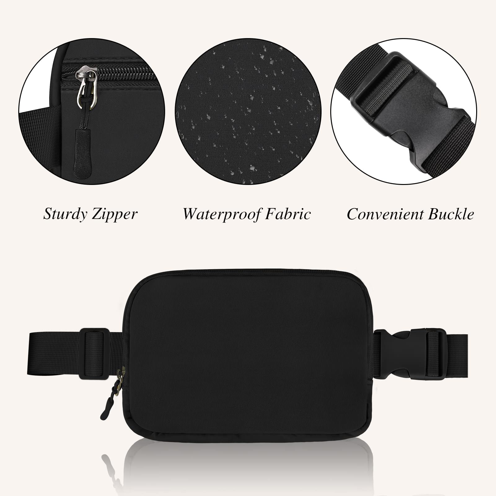 LLYWCM Fanny Pack for Women - Belt Bag Crossbody With Adjustable Strap - Fashion Cross Body Pack for Running, Black, Small, A 2