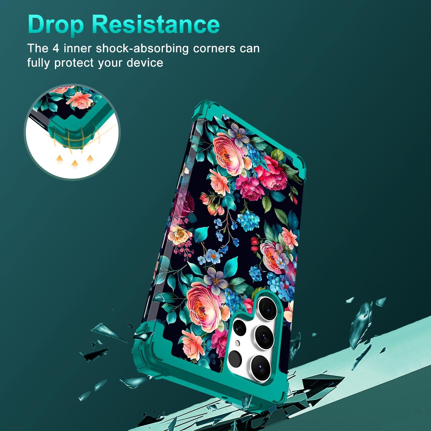 Rancase for Galaxy S23 Ultra Case,Three Layer Heavy Duty Shockproof Protection Hard Plastic Bumper +Soft Silicone Rubber Protective Case for Samsung Galaxy S23 Ultra 5G,Glow in The Dark-Blackish Green - Image 6