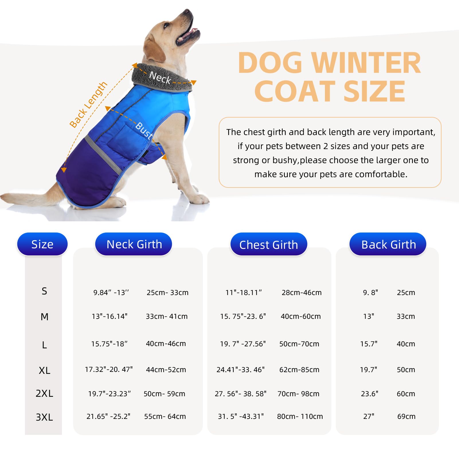 Doglay Cappotto invernale per cani, impermeabile per cani, per la stagione fredda, con colletto in pelliccia spessa, giacca invernale riflettente per cani, calda fodera in pile, cappotto da neve per