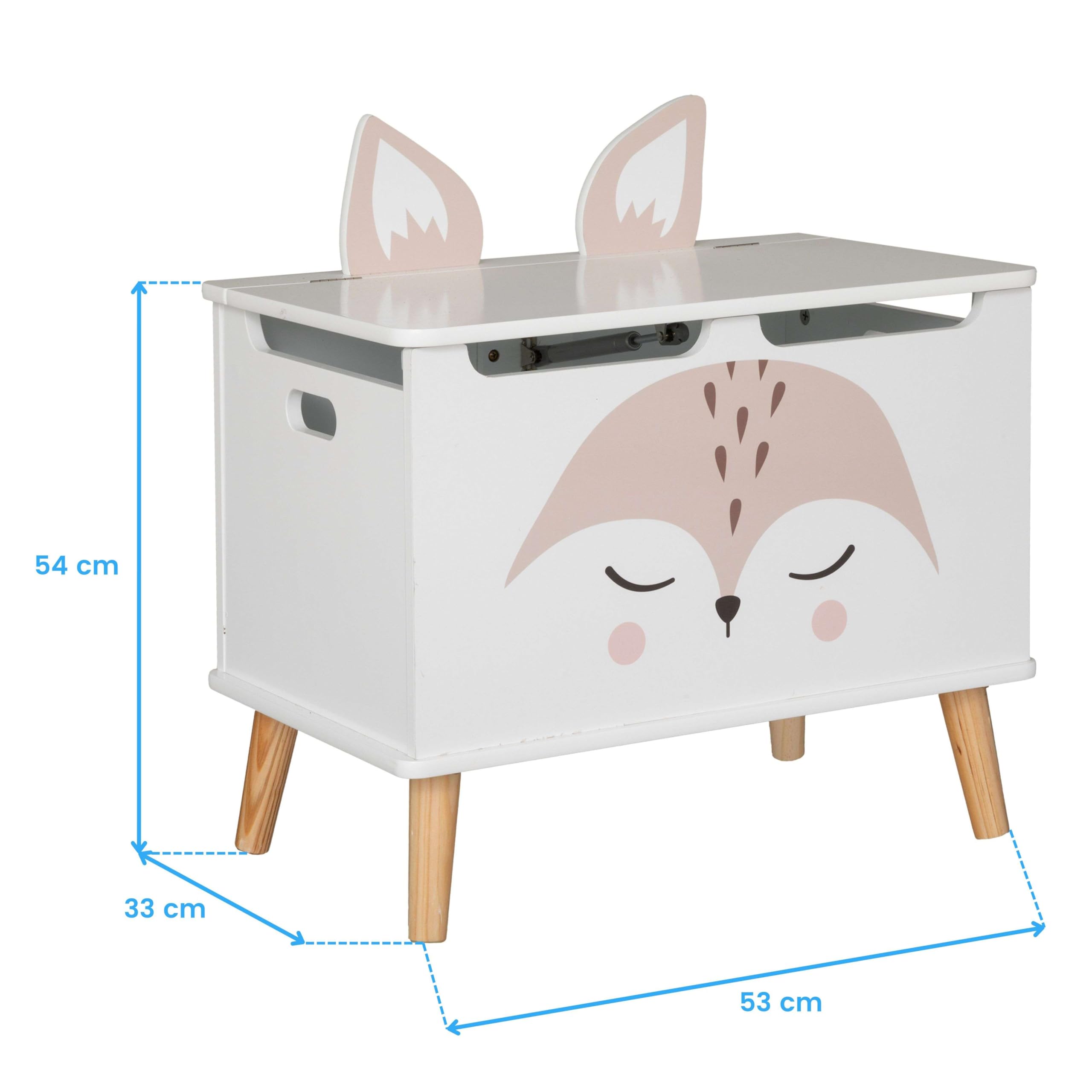 Miroytengo Baúl Infantil Fox Douceur con Almacenamiento Abierto Color Blanco y Roble 53 cm