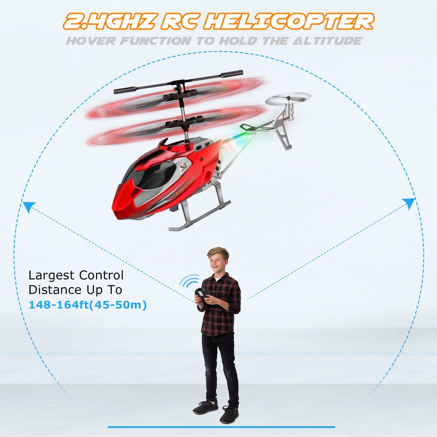 TERRAMUS Helicóptero para niños, helicópteros con giroscopio, Juguete de Interior de avión, Velocidad Alta y Baja, Regalo para niños y Adultos Principiantes