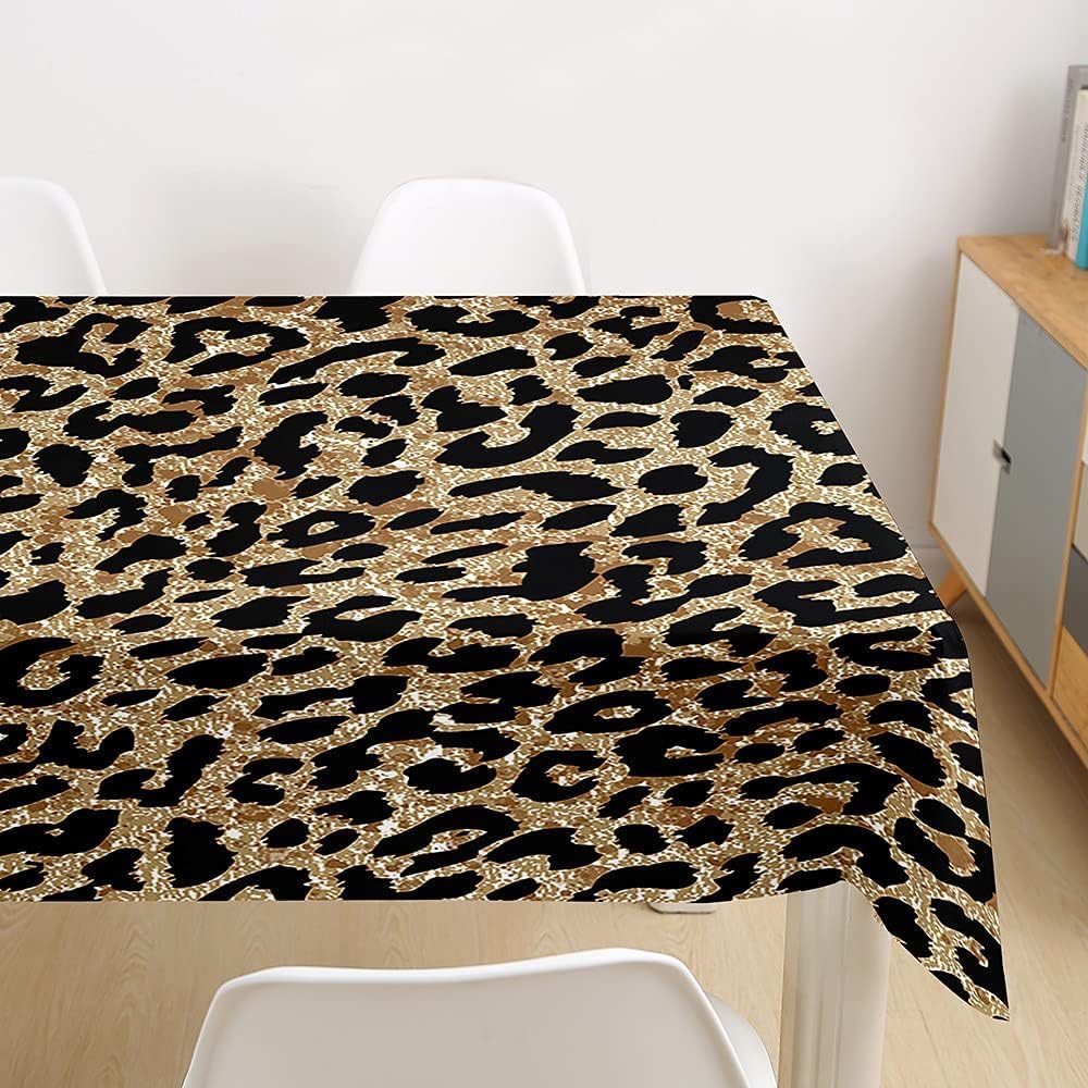 Tovaglia Antimacchia Rettangolare/Quadrata Stampa Leopardata, Tovaglie da Tavolo Impermeabile Poliestere Marrone 3D, per Natalizia Cucina Feste Giardino, 200x200 cm A/B312