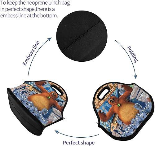Miniatura 5 de Bolsa de almuerzo reutilizable Grizzy y Anime The Lemmings de neopreno portátil con aislamiento para picnic al aire libre, oficina, 11 x 11.4 x 5.5