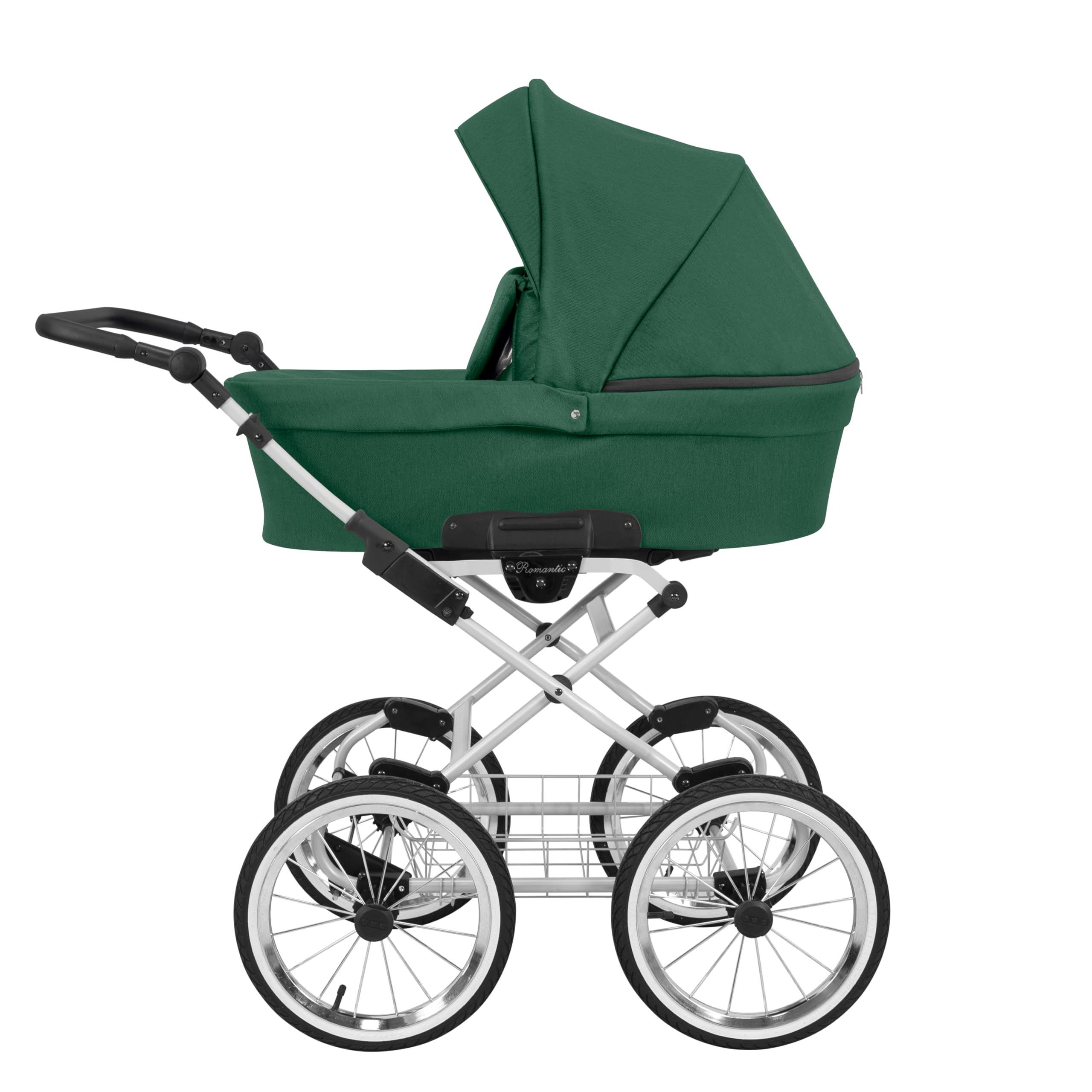 Poussette landau bébé 3 en 1 et 2 en 1 nacelle siège-auto bébé Kunert ROMANTIC retro 3en1 et 2en1 pousette 3 in 1 et 2 in 1 (vert- cadre gris, 3en1 Cosmo)
