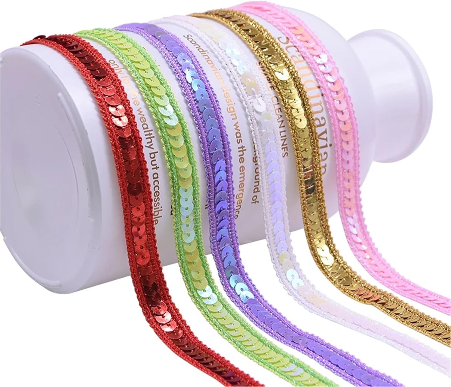 Flat Sequins Strip Trim, Sequin Trim 5 Meters 12mm Multicolor for Dress Clothes Headdress Bridal DIY Craft(B01)